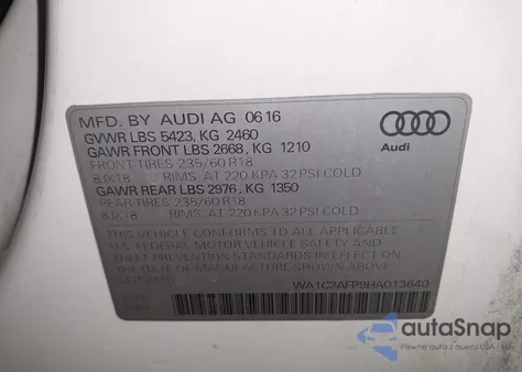 2017 Audi Q5 2.0T Premium из США, поврежденный, VIN WA1C2AFP9HA013640